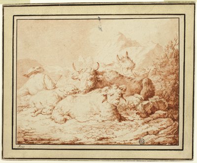 Kayalık Peyzajda Çoban ile Sığır ve Koyun by Johann Heinrich Roos