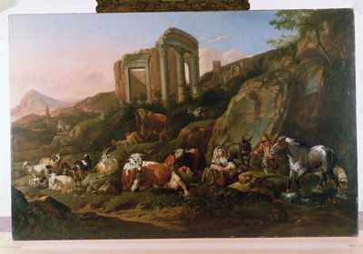 Hayvanlarla Klasik Manzara by Johann Heinrich Roos