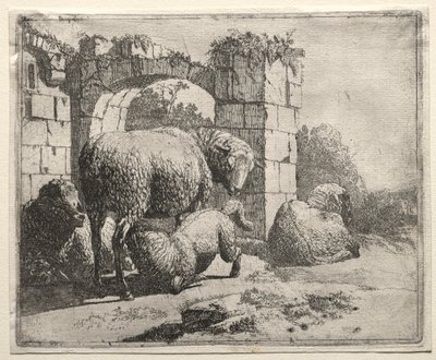 Kemer Harabelerinin Yanında Koyun by Johann Heinrich Roos