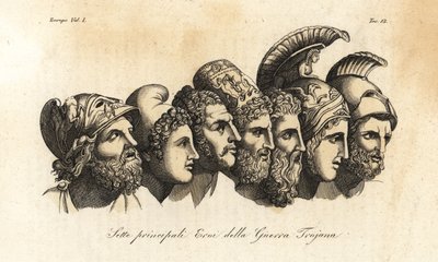 Truva Savaşı'nın yedi ana kahramanının büstleri by Johann Heinrich Wilhelm (after) Tischbein