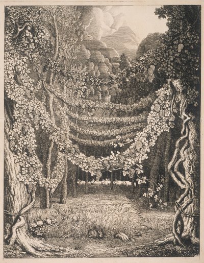 Polyphemus Mağarası Yolu Üzerindeki Bir Üzüm Bağının Hayali Görünümü by Johann Heinrich Wilhelm Tischbein