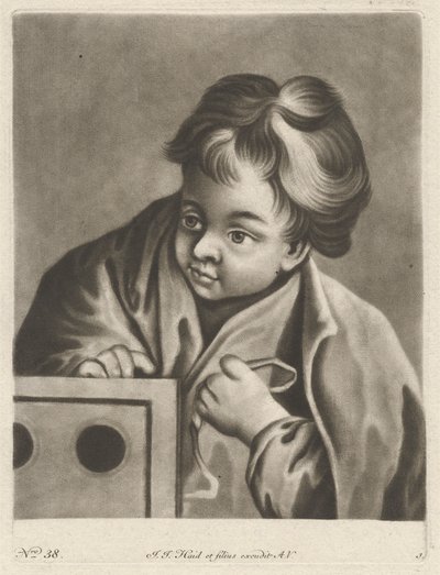 bir kutu ile çocuk by Johann Jacobus Haid