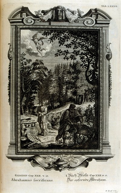 İbrahim İshak'ı kurban etmeye hazırlanıyor by Johann Jakob Scheuchzer