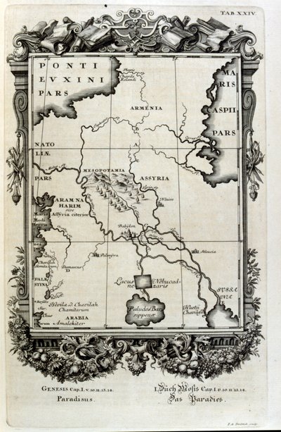 İsviçreli bilim adamı tarafından 'Physica Sacra'dan bakır levha gravürü. Johann Jakob Scheuchzer by Johann Jakob Scheuchzer