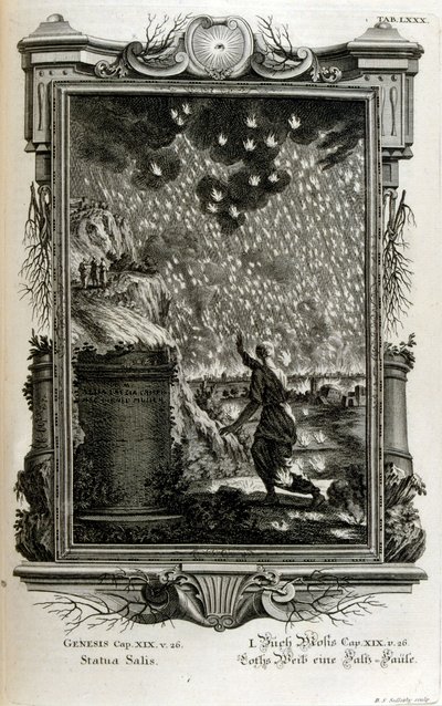 Lut'un karısı tuz sütununa dönüşüyor by Johann Jakob Scheuchzer