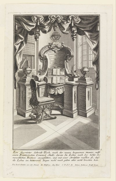 Şekilli bir sıra, ... (Yazı Masası ve Sandalye) by Johann Jakob Schübler
