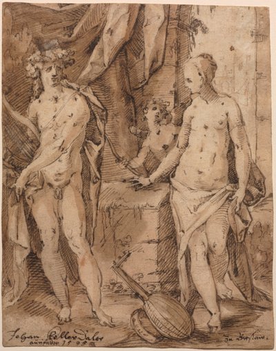 Erato ve Cupid ile Apollo by Johann Kellerthaler