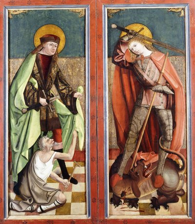 Aziz Martin ve Dilenci; ve Aziz George ve Ejderha - bir sunağın kanatları, by Johann Koerbecke