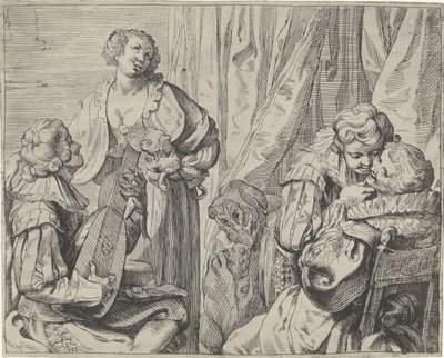 Aşık genç çiftler ve bir iç mekanda bir aptal by Johann Liss