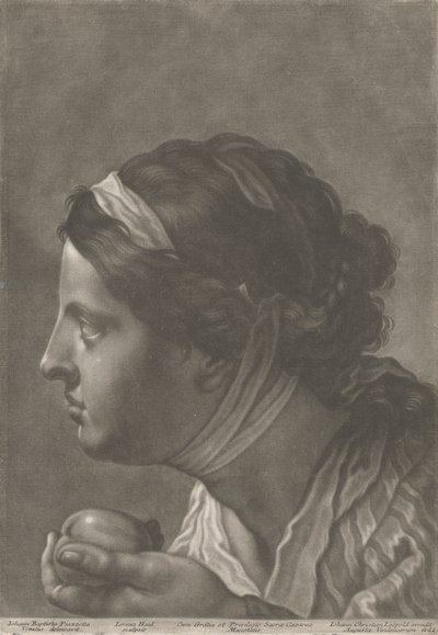 meyve tutan bir kadın portresi by Johann Lorenz Haid
