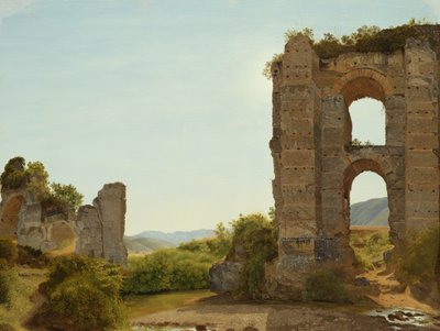 Roma yakınlarındaki harabe, c.1796 (tuval üzerine kağıt üzerine yağlı boya) by Johann Martin von Rohden