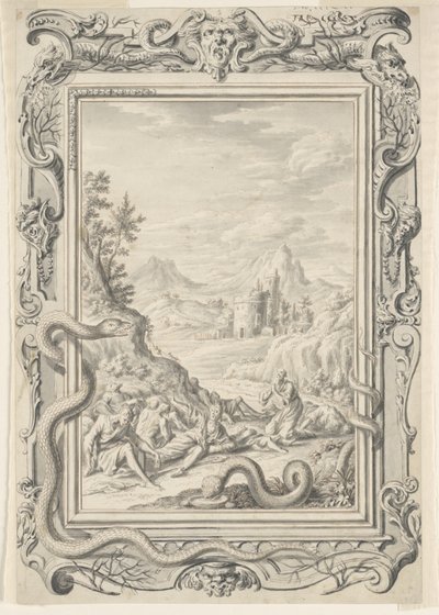 Günahkarları Yok Etmek İçin Gönderilen Yılanlar İçin Çalışma, Plaka 360, Physica Sacra by Johann Melchior Füssli