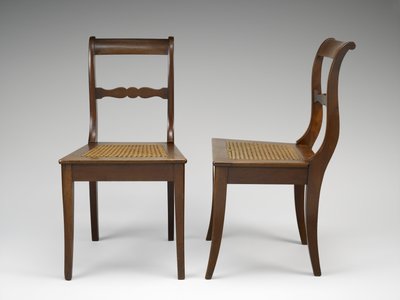 Bir Çift Yan Sandalye, c. 1846-1860 (siyah ceviz, kamış) by Johann Michael Jahn