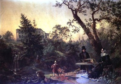 Bir Kır Evinin Bahçesinde Aile Grubu by Johann Nepomuk Rauch