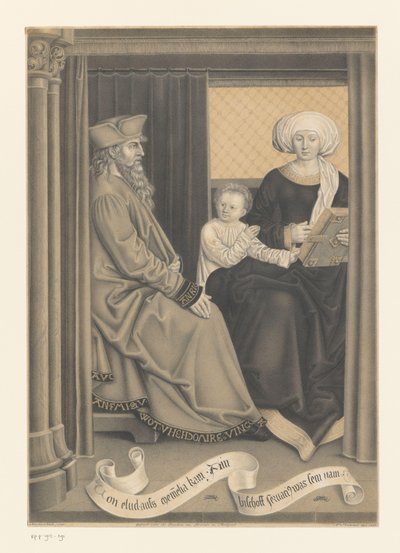 Piskopos Servatius, karısı ve çocuğuyla Boisserée kardeşlerin koleksiyonundan eserler (seri adı) Galerie des Frères Boisserée (dizi başlığı) by Johann Nepomuk Strixner