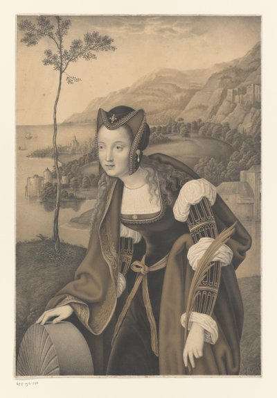 Bir manzarada değirmen taşı olan Aziz Christina Boisserée kardeşlerin koleksiyonundan eserler (seri adı) Galerie des Frères Boisserée (seri adı) by Johann Nepomuk Strixner