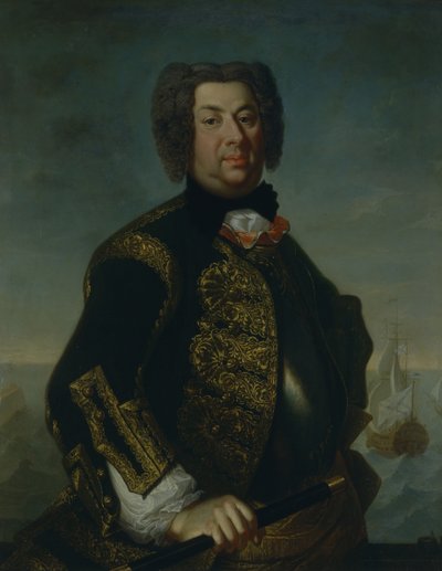 Karşı amiral Vasily Afanasievich Dmitriev-Mamonov'un portresi, 1735 by Johann Paul Luedden