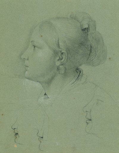 Bir Kızın Başı ("Landwehr Adamının Eve Dönüşü" konulu çalışma, 1817) by Johann Peter Krafft