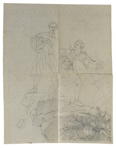 Manfred ve dağ keçisi avcısı by Johann Peter Krafft
