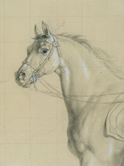 "Aspern savaşında personeli ile Arşidük Karl" için at çalışması by Johann Peter Krafft