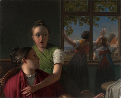 Bir odada dört kız by Johann Peter Krafft