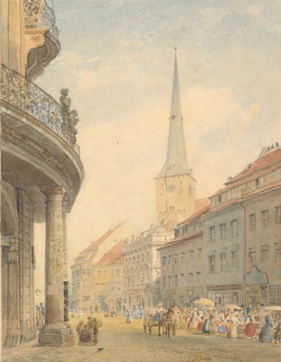 Solda Ephraim Palais ile Berlin manzarası, 1847. by Johann Philipp Eduard Gartner