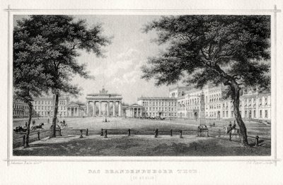 Brandenburg Kapısı, Berlin, 19. yüzyıl. by Johann Poppei