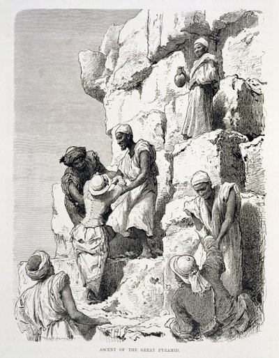 Büyük Piramidin Yükselişi, 19. yüzyıl (kağıt üzerine gravür) by Johann Rudolph the Elder Huber