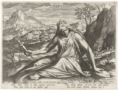 Tanrıça Kibele Terra tarafından kişileştirilen toprak (nesne üzerindeki başlık) Mitolojik figürler olarak dört element (dizi başlığı) by Johann Sadeler (I)