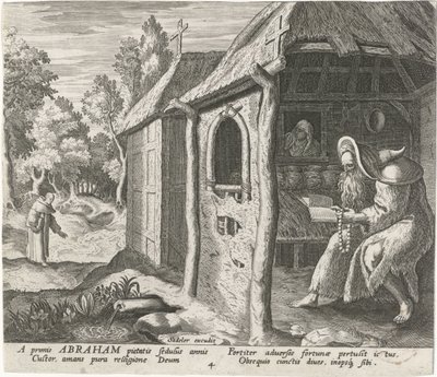 münzevi olarak Edessa İbrahim Erkek Hermits (dizi başlığı) Solitudo Sive Vitae Patrum Eremicolarum (dizi başlığı) by Johann Sadeler (I)