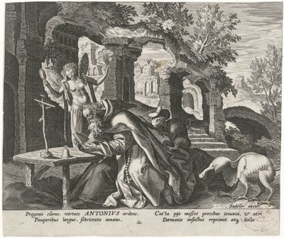 Bir keşiş olarak Büyük Anthony Erkek Hermits (dizi başlığı) Solitudo Sive Vitae Patrum Eremicolarum (dizi başlığı) by Johann Sadeler (I)