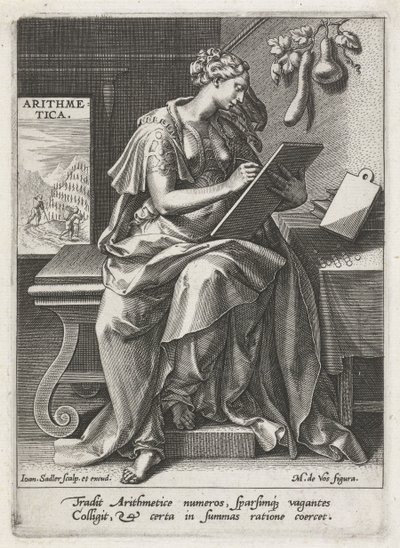 Aritmetik Arithmetica (nesne üzerine başlık) Yedi liberal sanat (artes liberales) (dizi başlığı) by Johann Sadeler (I)
