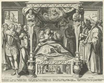Bed de bruid van Christmas ile tanıştı Hooglied van Solomon (dizi adı) Şarkıların Şarkısı (dizi adı) by Johann Sadeler (I)