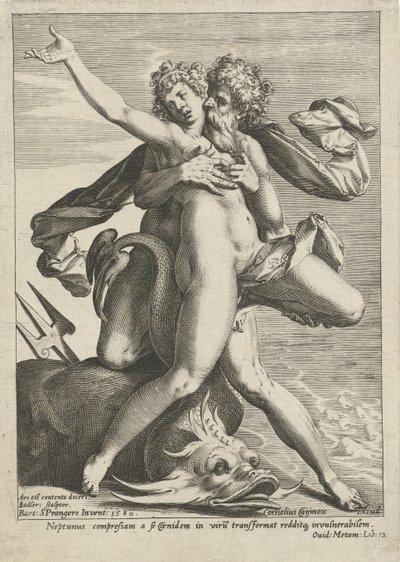 Neptün tarafından kucaklanan Caenis by Johann Sadeler (I)