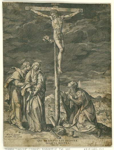Çarmıhta İsa, Mary, John ve Mary Magdalene ile by Johann Sadeler (I)