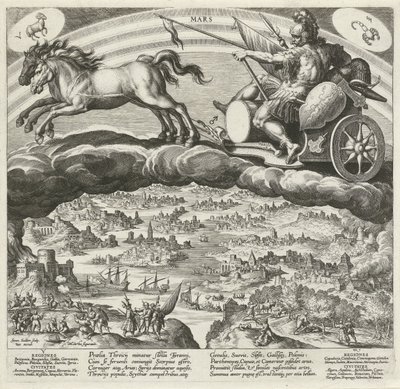 Mars gezegeni ve dünya üzerindeki etkisi Yedi Gezegen (dizi başlığı) Planetarum effectus et eorum in signis zodyak (dizi adı) by Johann Sadeler (I)
