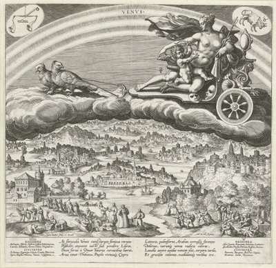 Venüs gezegeni ve dünya üzerindeki etkisi Yedi Gezegen (dizi başlığı) Planetarum effectus et eorum in signis zodyak (dizi adı) by Johann Sadeler (I)