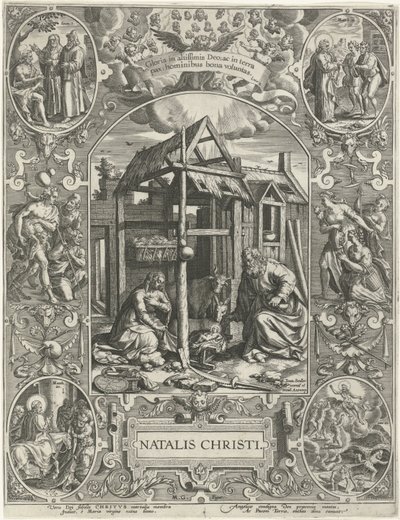 Doğuş: Noel Natalis Christi (nesne üzerindeki başlık) Dört En Önemli Hıristiyan Bayramı (dizi başlığı) by Johann Sadeler (I)