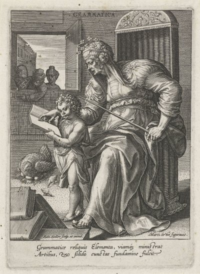 Dilbilgisi (nesne üzerindeki başlık) Yedi liberal sanat (artes liberales) (dizi başlığı) by Johann Sadeler (I)