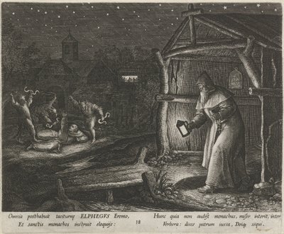 Canterbury Aziz Alphegus Hermit olarak Münzevilerin Erdemli Yaşamı (dizi adı) Trophaeum vitae solitariae (seri başlığı) by Johann Sadeler (I)