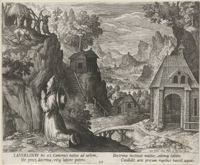 Bir keşiş olarak Aziz Landelinus Hermits (dizi adı) Oraculum Anachoreticum (dizi adı) by Johann Sadeler (I)