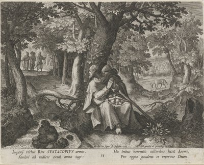 Aziz Suatacopius Hermit olarak Münzevilerin Erdemli Hayatları (dizi adı) Trophaeum vitae solitariae (seri başlığı) by Johann Sadeler (I)