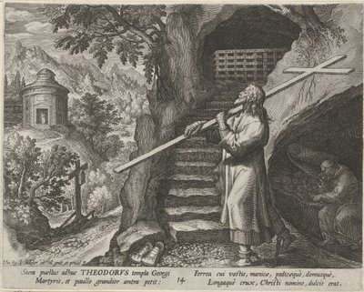 Hermit olarak Aziz Theodore Tiro Münzevilerin Erdemli Yaşamı (dizi adı) Trophaeum vitae solitariae (seri başlığı) by Johann Sadeler (I)