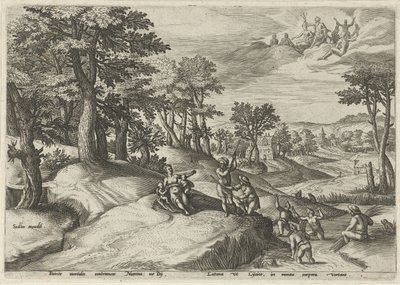 Leto (Latona) Likyalıları kurbağaya çevirir Mitolojik sahneleri olan manzaralar (dizi adı) by Johann Sadeler (I)