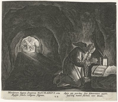 Bir keşiş olarak Mısır Macarius Erkek Hermits (dizi başlığı) Solitudo Sive Vitae Patrum Eremicolarum (dizi başlığı) by Johann Sadeler (I)