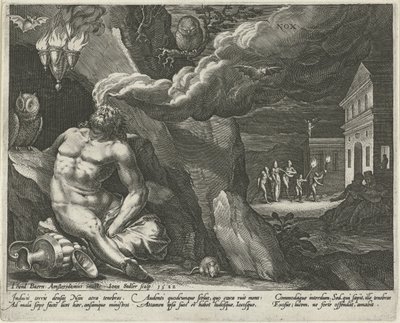 Gece Nox (nesne üzerindeki başlık) Günün Dört Parçası (dizi başlığı) by Johann Sadeler (I)