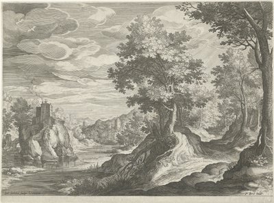 Bir kale ile nehir manzarası by Johann Sadeler (I)