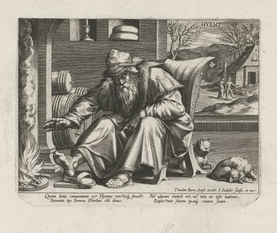 Kış mevsimi Hyems (nesne üzerindeki başlık) Dört Mevsim (dizi adı) by Johann Sadeler (I)