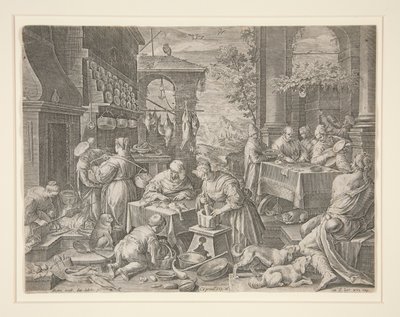 Zengin Adam ve Lazarus by Johann Sadeler I