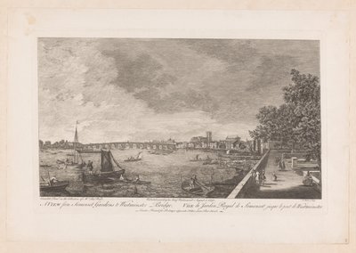 Londra'daki Westminster Köprüsü'ndeki Somerset Bahçeleri'nin görünümü by Johann Sebastian Muller